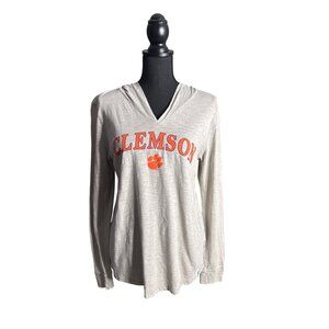 Unwind by League Women's Slub Cotton Long Sleeve Clemson Hoodie Tee Medium